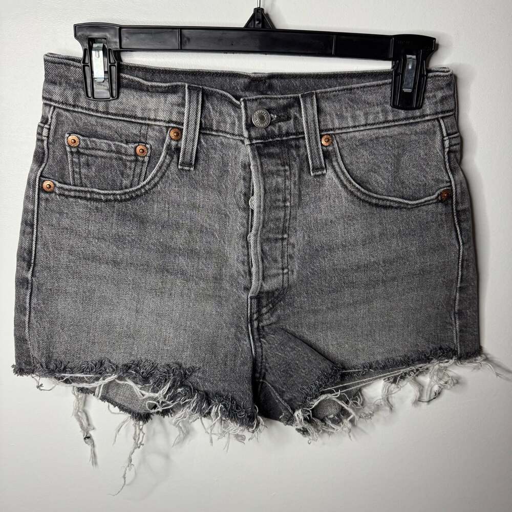Levi's 501 Original Button-Fly Cut-Off Denim Shorts in Washed Black Sz 25
